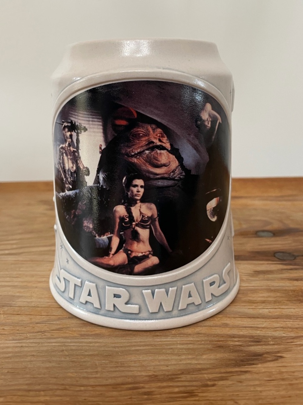 VTG 1995 Star Wars Return Of The Jedi Slave Leia Jabba Stein Embossed Mug Stein